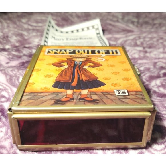 MARY ENGELBREIT SNAP OUT OF IT TRINKET, GLASS & METAL JEWELRY KEEPSAKE CARD BOX - Picture 7 of 10